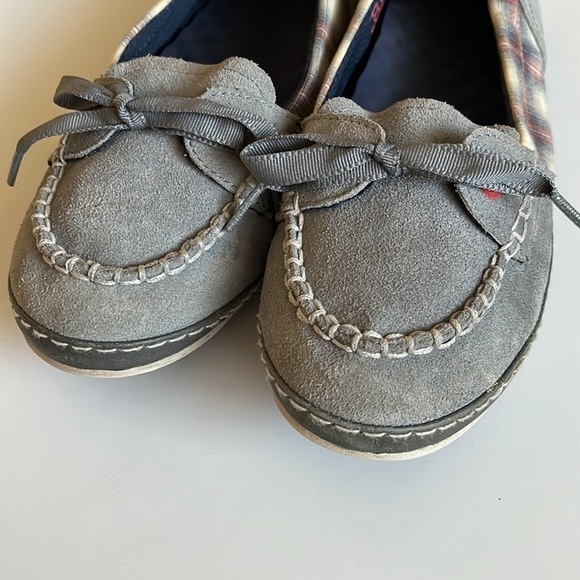 Simple Womens‎ Gray Suede Plaid Fabric Boat Shoes Sailing Flat Slip On Loafer - Picture 6 of 10